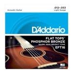 D'Addario EFT16 Flat Tops Phosphor Bronze Acoustic Guitar Strings, Light, 12-53