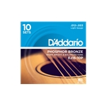 D'Addario EJ16-10P Phosphor Bronze Acoustic Guitar Strings, Light, 10 Sets