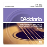 D'Addario EJ26 Phosphor Bronze Acoustic Guitar Strings, Custom Light, 11-52