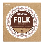 D'Addario EJ32 Folk Nylon Guitar Strings, Ball End, Silver Wound/Black Nylon Trebles