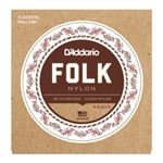 D'Addario EJ33 Folk Nylon Guitar Strings, Ball End, 80/20 Bronze/Clear Nylon Trebles