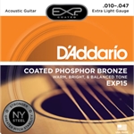 D'Addario EXP15 Coated Phosphor Bronze Acoustic Guitar Strings, Extra Light, 10-47