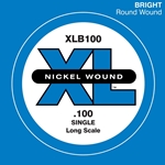 D'Addario XLB100 Nickel Wound Bass Guitar Single String, Long Scale, .100