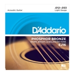 D'Addario EJ16 Phosphor Bronze Acoustic Guitar Strings, Light, 12-53