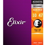 Elixir 80/20 Bronze 12-String Acoustic Guitar Strings w/ NANOWEB Coating, Light 10-47