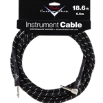 Fender Custom Shop Instrument Cable, Straight / Right Angle, Black Tweed, 18.6'