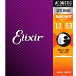 Elixir 80/20 Bronze Acoustic Guitar Strings w/ NANOWEB Coating, Light 12-53