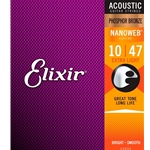 Elixir Phosphor Bronze Acoustic Guitar Strings w/ NANOWEB Coating, Extra Light 10-47