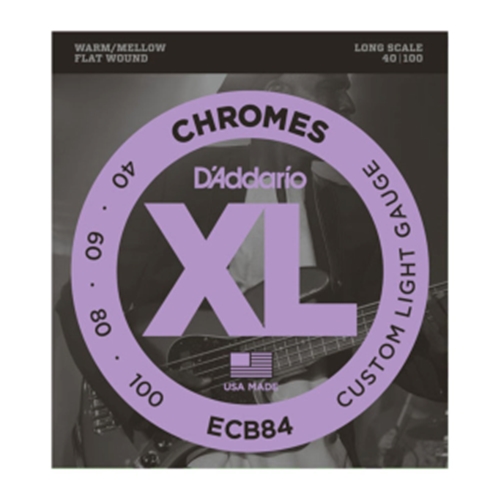 D'Addario ECB84 Chromes Bass Guitar Strings, Custom Light, 40-100, Long Scale