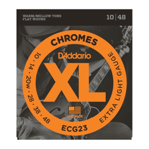 D'Addario ECG23 Chromes Flat Wound Electric Guitar Strings, Extra Light, 10-48