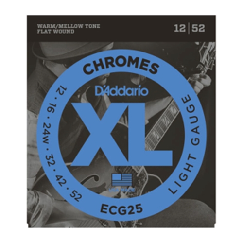 D'Addario ECG25 Chromes Flat Wound Electric Guitar Strings, Light, 12-52