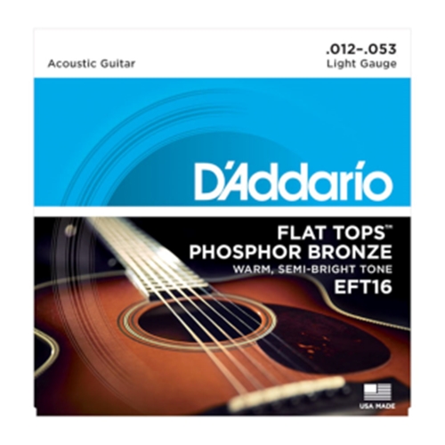 D'Addario EFT16 Flat Tops Phosphor Bronze Acoustic Guitar Strings, Light, 12-53