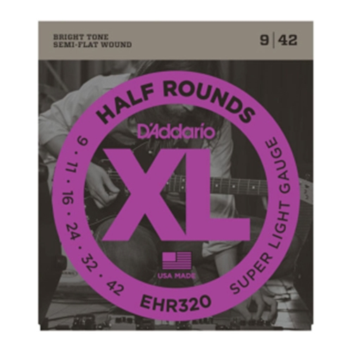 D'Addario EHR320 Half Round Electric Guitar Strings, Super Light, 9-42