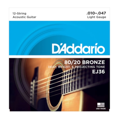 D'Addario EJ36 12-String Bronze Acoustic Guitar Strings, Light, 10-47