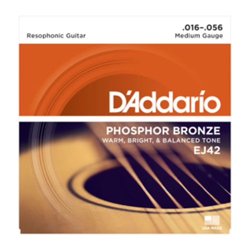 D'Addario EJ42 Phosphor Bronze Resophonic Guitar Strings, 16-56