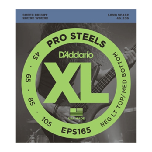 D'Addario EPS165 ProSteels Bass Guitar Strings, Custom Light, 45-105, Long Scale