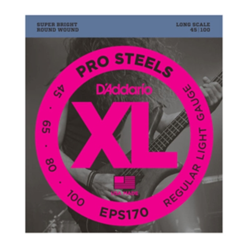 D'Addario EPS170 ProSteels Bass Guitar Strings, Light, 45-100, Long Scale