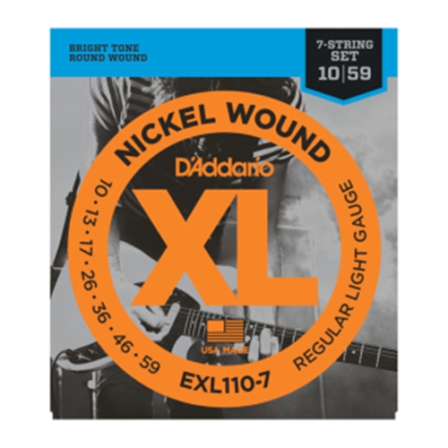 D'Addario EXL110-7 7-String Nickel Wound Electric Guitar Strings, Regular Light, 10-59