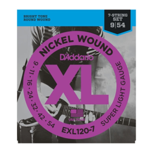 D'Addario EXL120-7 Nickel Wound 7-String Electric Guitar Strings, Super Light, 09-54