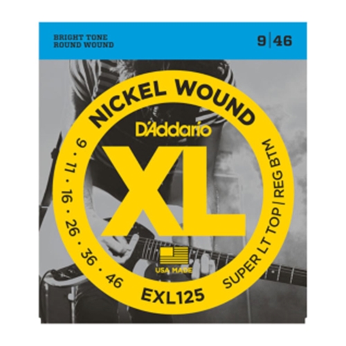 D'Addario EXL125 Nickel Wound, Super Light Top / Regular Bottom, 09-46