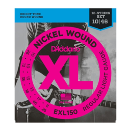 D'Addario EXL150 Nickel Wound Electric Guitar Strings, 12-String, Regular Light, 10-46