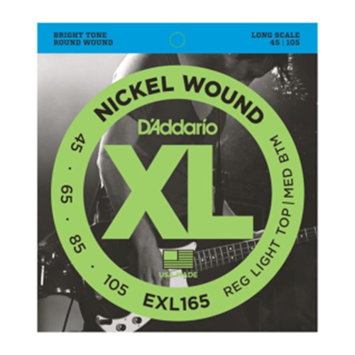 D'Addario EXL165 Nickel Wound Bass Guitar Strings, Custom Light, 45-105, Long Scale