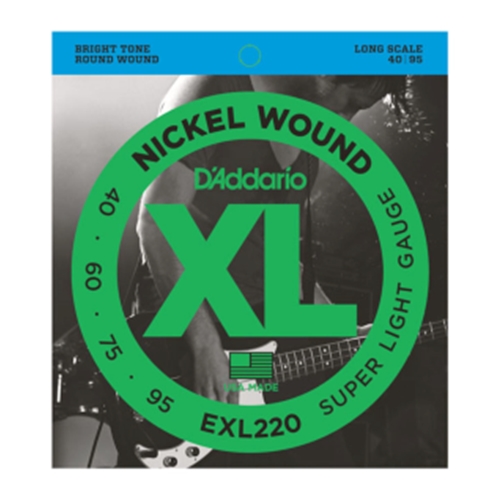 D'Addario EXL220 Nickel Wound Bass Guitar Strings, Super Light, 40-95, Long Scale