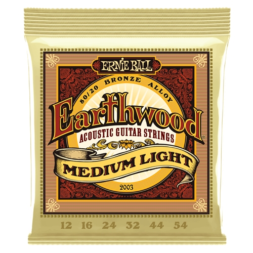 Ernie Ball Earthwood 80/20 Bronze Acoustic Guitar Strings, Medium Light 12-54