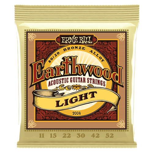 Ernie Ball Earthwood 80/20 Bronze Acoustic Guitar Strings, Light 11-52