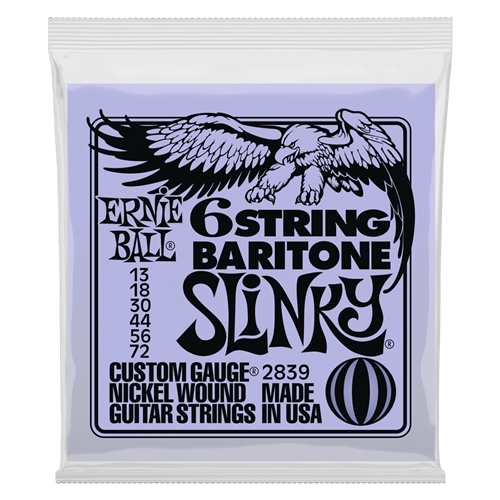 Ernie Ball Slinky 6-String Baritone Electric Guitar Strings, Ball End, 13-72