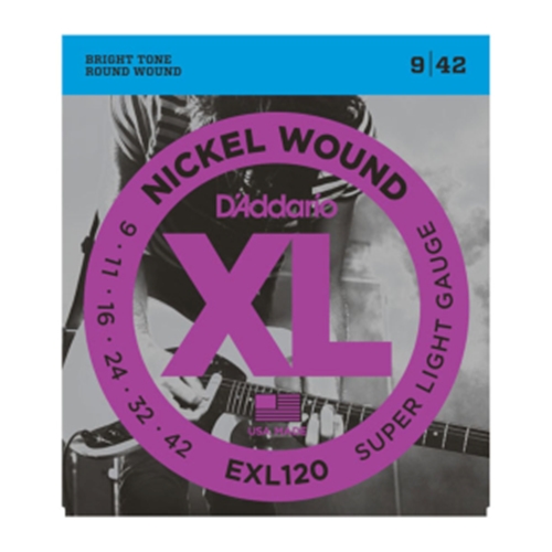 D'Addario EXL120 Nickel Wound Electric Guitar Strings, Super Light, 09-42