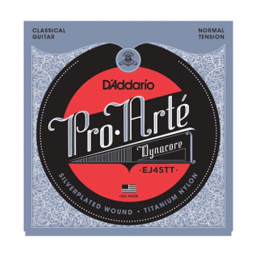 D'Addario EJ45TT Pro-Arté Dynacore Classical Guitar Strings, Titanium Trebles, Normal Tension