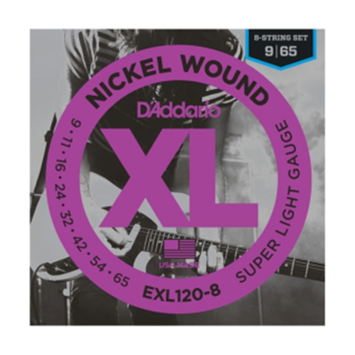 D'Addario EXL120-8 8-String Nickel Wound Electric Guitar Strings, Super Light, 09-65