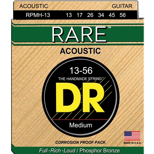 DR Strings Rare Phosphor Bronze Acoustic Guitar Strings, Medium 13-56