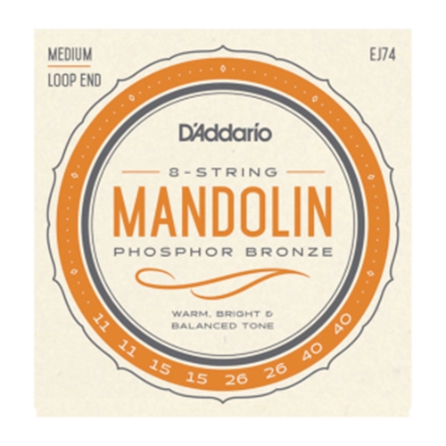 D'Addario EJ74 Mandolin String Set, Phosphor Bronze, Medium, 11-40