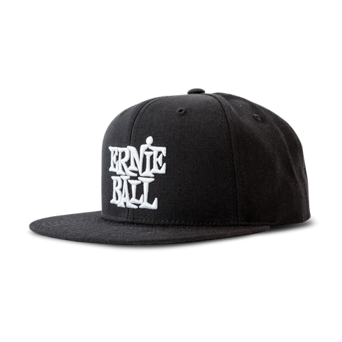 Black With White Stacked Ernie Ball Logo Hat