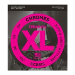 D'Addario ECB81S Chromes Bass Guitar Strings, Light, 45-100, Short Scale
