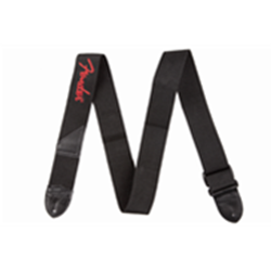 Fender Black Poly Strap w/ Red Logo