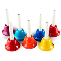 Kids Play Hand Bells 8 Note Diatonic Handbell Set w/ song sheet