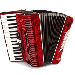 Hohner 72-Bass Piano Accordian -Red