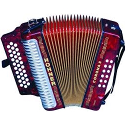 Hohner Corona Button Accordion 2, GCF, Red Pearl